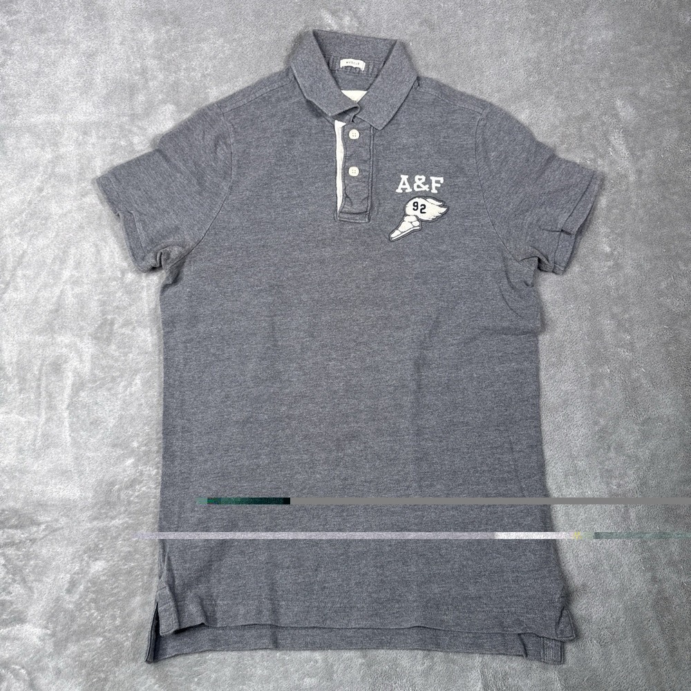 Abercrombie & Fitch Polo Shirt Mens Large Gray Muscle Fit Vintage Y2K Logo